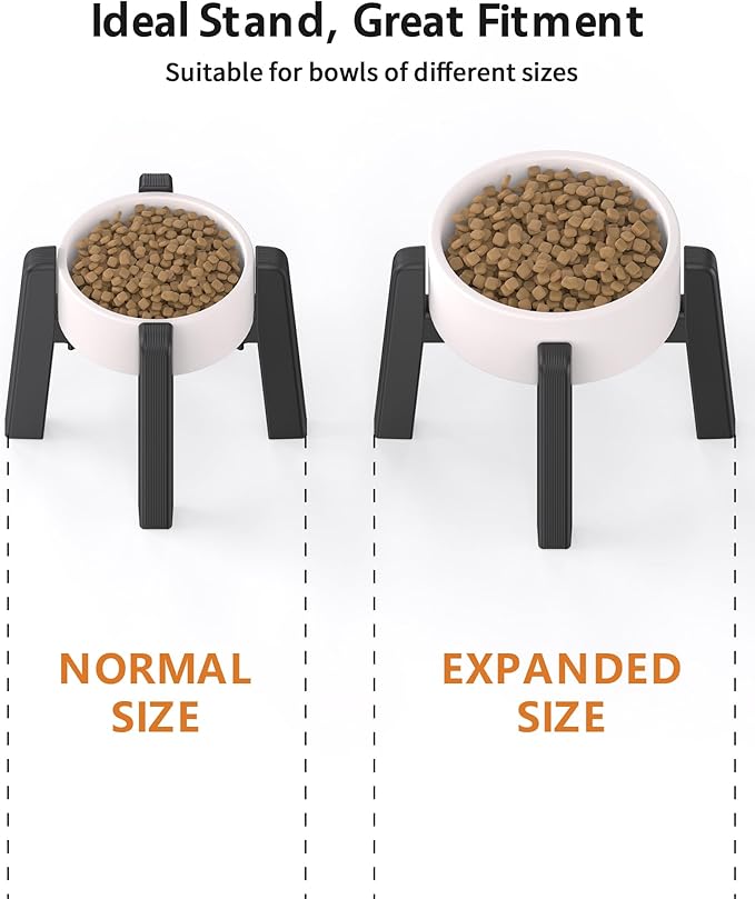CZPET Dog Bowl Stand with Adjustable Width [Stand Only], Elevated Pet Water & Food Feeder for Medium Dogs, Stable and Anti-Slip Raised Bowl