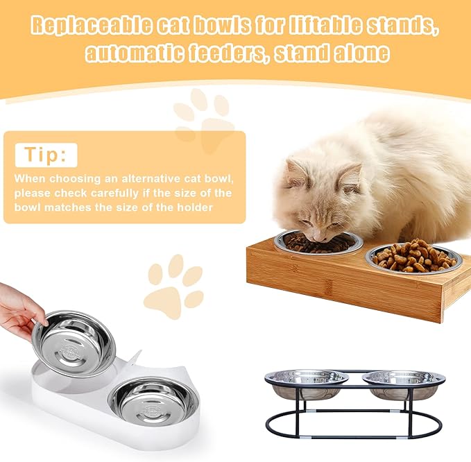 5 PCS Stainless Steel Cat Bowl-Shallow Wide Flat Cats Food Bowls,Metal Kitten Dishes Whisker Friendly Fatigue Relief,Replacement Basic Kitty Plates for Elevated Stand,Dishwasher Safe…