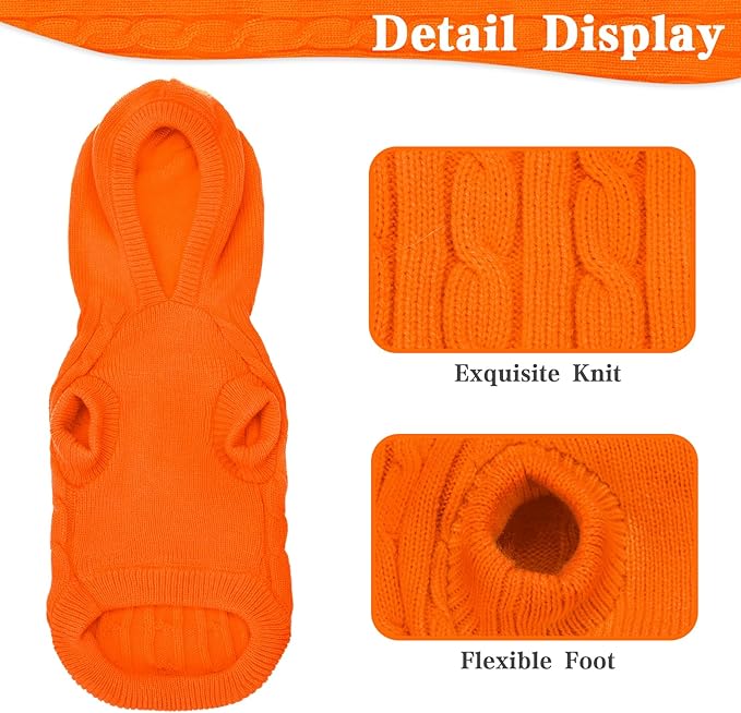 PUPTECK Winter Dog Cat Sweater Coat - Soft Cold Weather Clothes Knitwear for Kitties & Small Dogs Indoor Outdoor Walking Warm, Knitted Classic for Doggies Kitties Girls Boys, Orange M