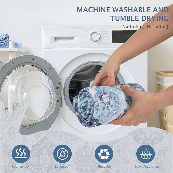 IEUUMLER Washable Pee Pads for Dogs, 2 Pack Reusable Non-Slip Grip, Super Absorbent Waterproof Puppy Pads for Potty Training, Playpen, Crate, Whelping Box EU011 (Blue, 31" x 36")