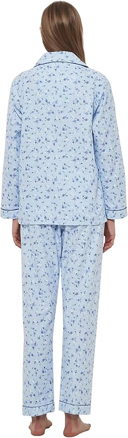 GLOBAL Flannel Pajamas for Women 2-Piece Comfy and Cozy Flannel Pj Set Cotton Loungwear