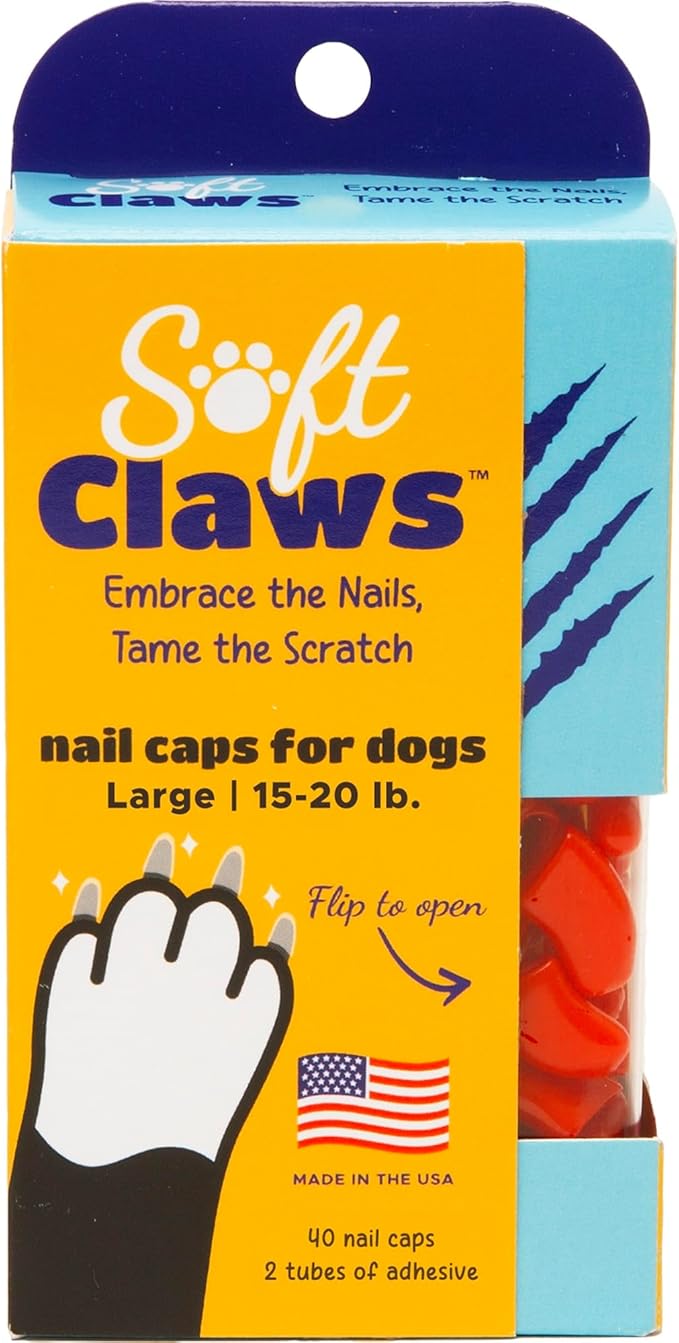 Soft Claws Nail Caps for Dogs with Non-Slip Design - 40 Dog Nail Covers for Long-Lasting Protection of Floors and Furniture - Red, Large