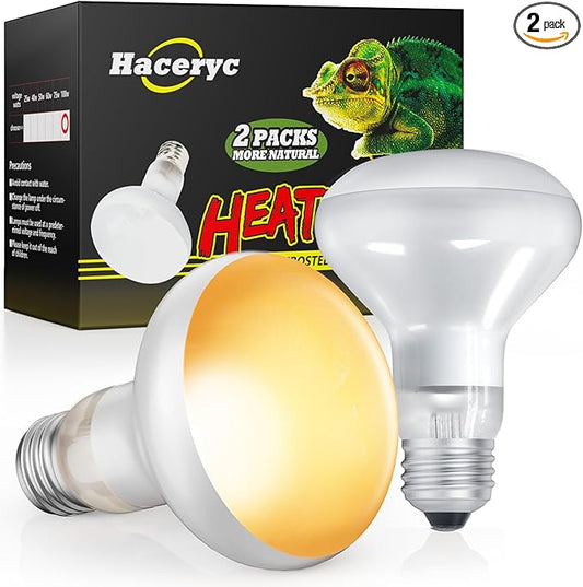 Reptile Heat Lamp, Simulate Natural Sunlight Heat Light Bulbs 2 Pack 100W Amphibians Basking Heat Lamp Bulbs for Reptiles, Bearded Dragon, Lizard, Turtle, Chicken
