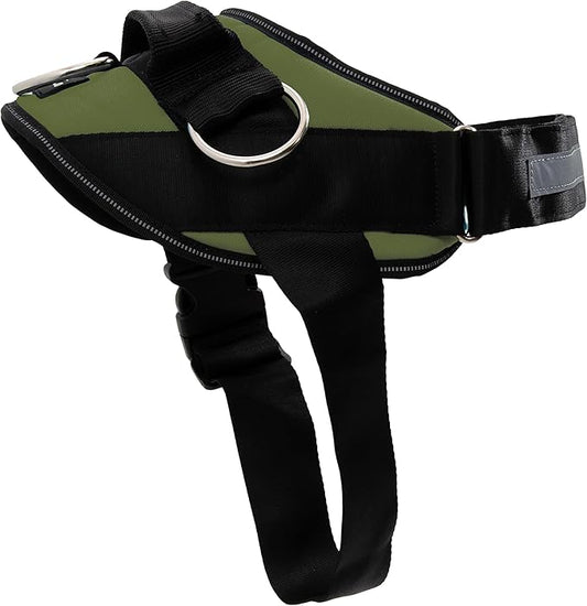 ShawnCo Essential Dog Harness, No-Pull Pet Vest with 3 Leash Clips, No Choke, Reflective, Adjustable and Padded, for Easy Walking and Training for Small, Medium and Large Dogs (Olive Green, XL)