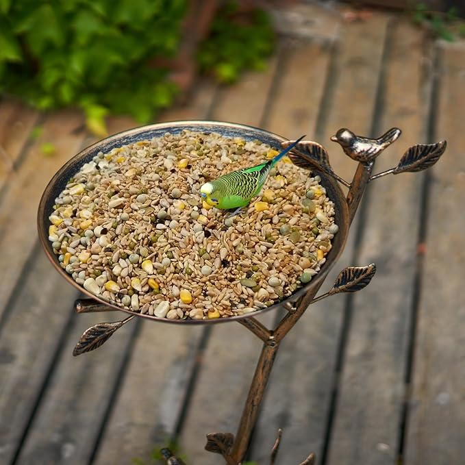 Diam 11.4" W x 31" H Cast Iron Pedestal Bird Bath, Bird Baths for Outdoors,Vintage Metal Bird Bath Garden Yard Decoration