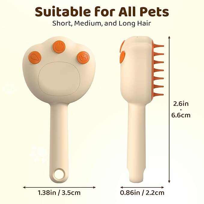 Steam Cat Brush, 6-in-1 Dog Brush Spritz Defur Comb with Pet Waterless Shampoo, Steamy Skin Friendly Deshedding Grooming Tool, Suitable for Shedding & Haired Pets, Pet Supplies Accessories, Yellow