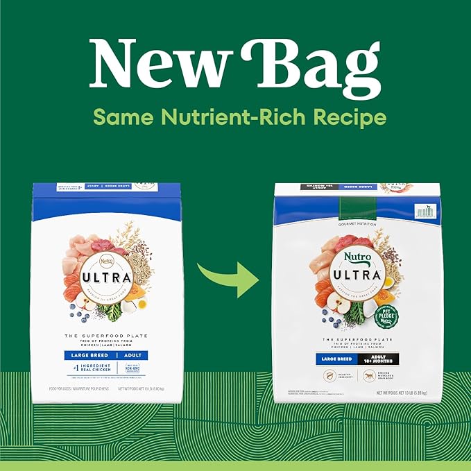 Nutro Ultra Adult Large Breed Dry Dog Food, Chicken, Lamb and Salmon Protein Trio, 13 lb Bag