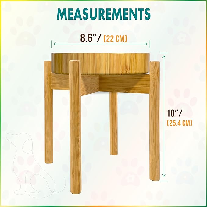 Raised Slow Feeder, Licking Mat/Pad - Suitable for Wet and Dry Dog Foods, Butter and Spreads - 10-inch High with Stand, 8.6-inch, Detachable Parts - Bamboo