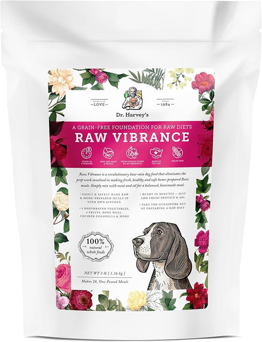 Dr. Harvey's Raw Vibrance Dog Food, Human Grade Dehydrated Base Mix for Dogs, Grain Free Raw Diet (3 Pounds)