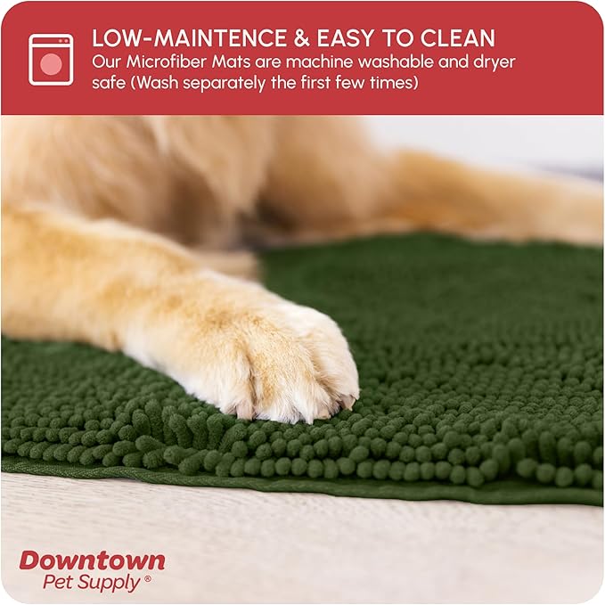 My Doggy Place Microfiber Dog Mat for Muddy Paws, 36" x 26" Chive - Absorbent and Quick-Drying Dog Paw Cleaning Mat, Washer and Dryer Safe - Non-Slip Rubber Backed Dog Floor Mat, Large