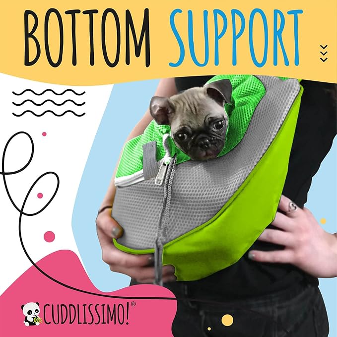 Pet Sling Carrier - Small Dog Puppy Cat Carrying Bag Purse Pouch - For Pooch Doggy Doggie Yorkie Chihuahua Baby Papoose Bjorn -Hiking Travel Front Chest Body Holder Pack To Wear (Green-L)