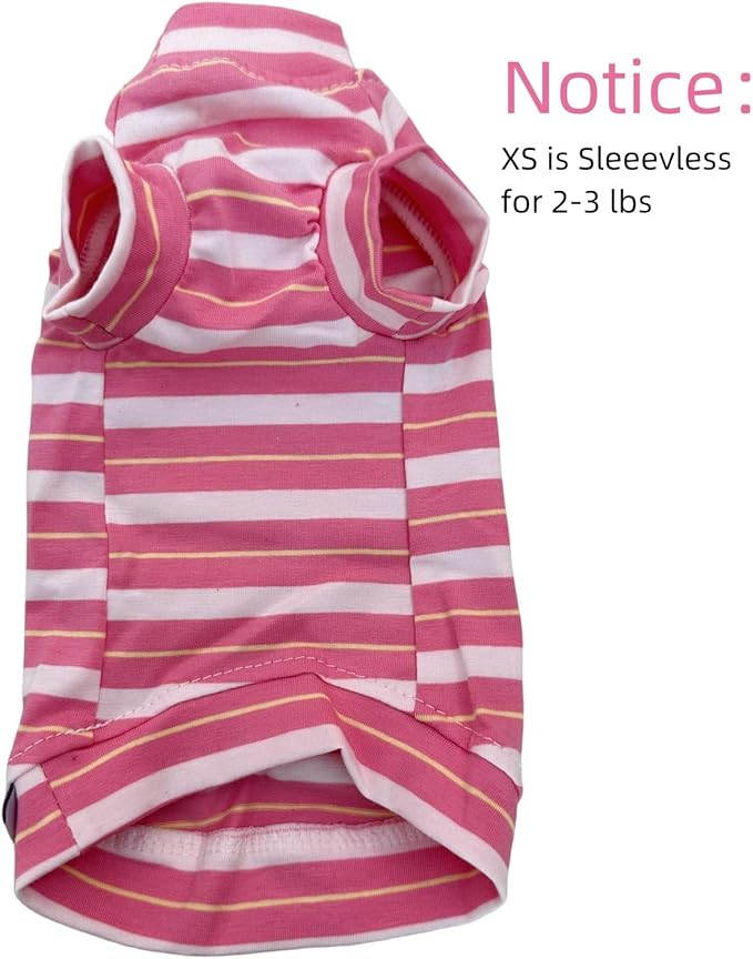 Vintage Stripes Sphynx Hairless Cats Shirt Cotton Cat Turtleneck Pet Clothes Kitten T-Shirts with Sleeves for Sphynx Cats (Sakura, X-Small)