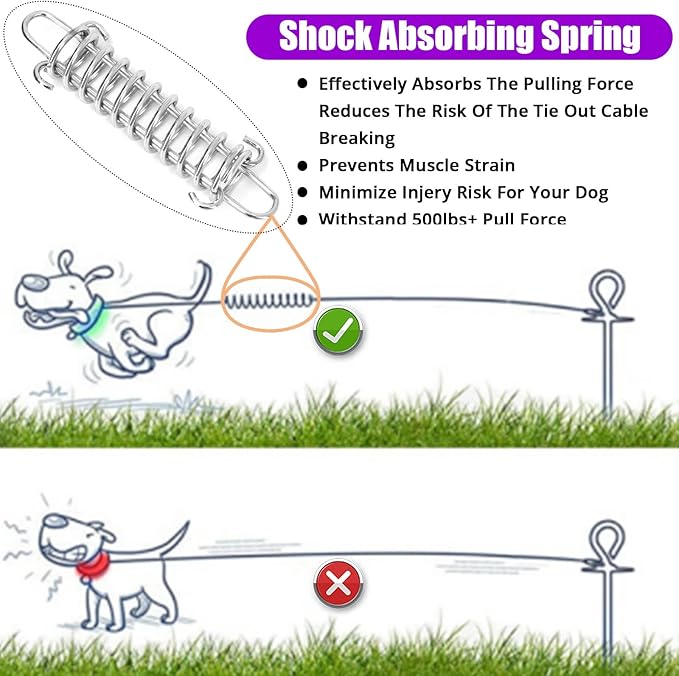 Jenico 100 FT Dog Runner Cable with Swivel Hook, Outdoor Training Line for Small to Medium Pets Up to 500 LBS