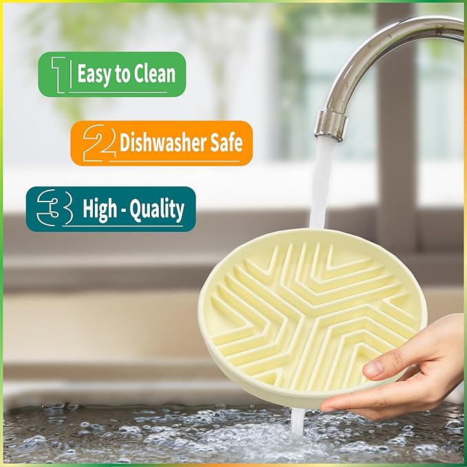 Raised Slow Feeder, Licking Mat/Pad - Suitable for Wet and Dry Dog Foods, Butter and Spreads - 10-inch High with Stand, 8.6-inch, Detachable Parts - Bamboo