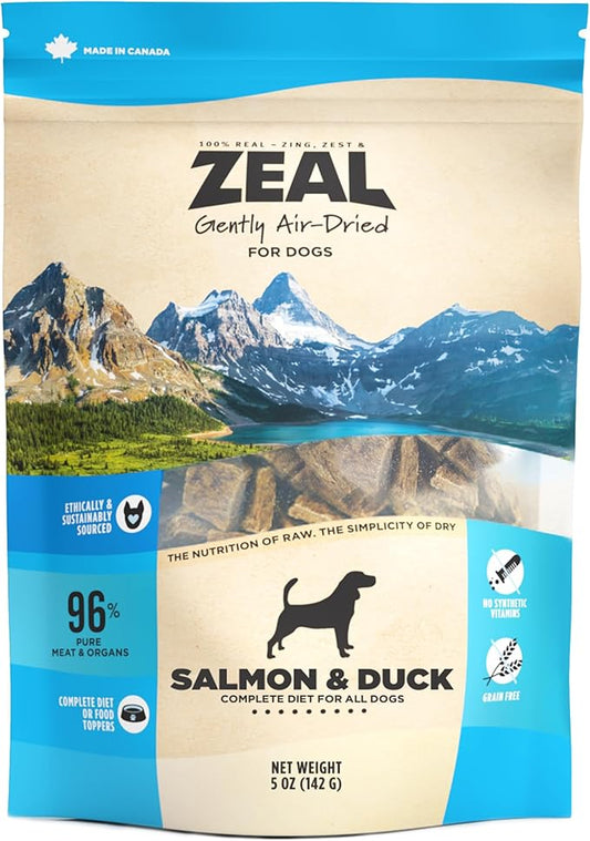 ZEAL Canada Air-Dried Salmon & Duck Recipe for Dogs - Superfood Omega-3 Rich, Dual-Protein, Grain Free, No Fillers, Complete Nutrition (Salmon & Duck, 5 oz)