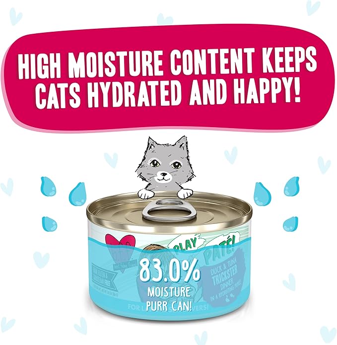 Weruva B.F.F. Play - Best Feline Friend Paté Lovers, Aw Yeah!, Duck & Tuna Trickster with Duck & Tuna, 2.8oz Can (Pack of 12)
