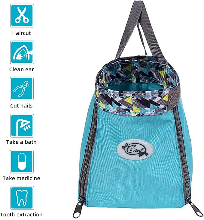 Cinf Cat Nail Clipping Cleaning Grooming Restraint Bag (Free Muzzle) Set No Scratching Biting for Bathing Nail Trimming Injecting Examining(Blue,L)