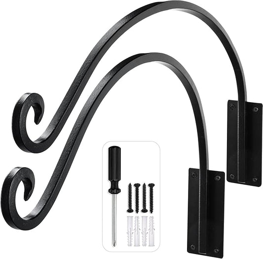 AJART Hanging Plant Hanger Outdoor: 2 Pieces Bird Feeder Wall Hooks - 16-Inch Heavy-Duty Plant Bracket Hook for Hanging Flower Baskets