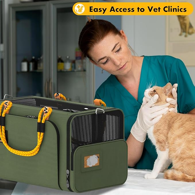 PAWZIDEA Expandable Pet Carrier Airline Approved, 18"×11"×11" Small Dog Carriers, Collapsible Top-Load Cat Carrier for 2 Cats Under Seat, Soft-Sided Puppy & Animal Travel Bag, ID Card, Up to 15lbs