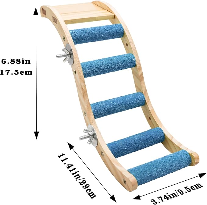 Bird Ladder Bridge, Wooden Pet Parrot Hamster Climbing Ladder Toys, Pet Bird Cage Accessories, Wood Climbing Ladder Perch for Bird Parrot Hamster Squirrel Sugar Gliders Parakeets Cockatiels(S Shape)