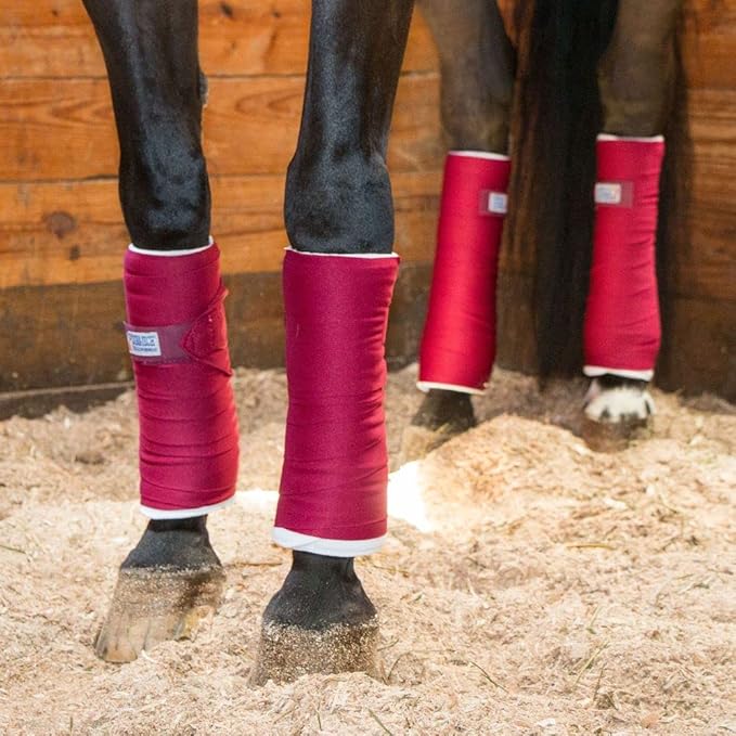 Dura-Tech Standing Wraps for Horses | Color Burgundy | Optimal Comfort & Support | Ideal for Post-Exercise & Trailering | Right Tension Application | Secure Closure