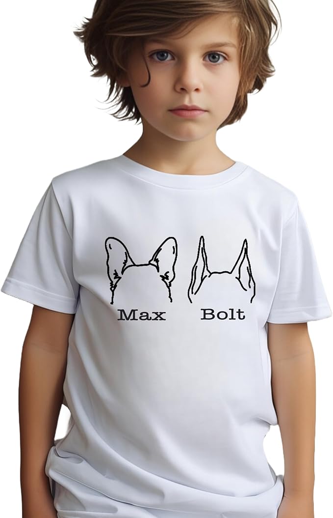 Custom Dog Mom Shirt for Women Pet Ears Sweatshirt with Name Unique Puppy Line Art Cute Dad Hoodie for DogDad Owner Lover