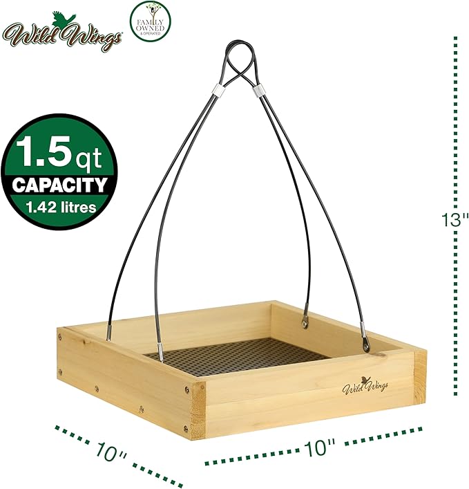 Wild Wings Cedar Tray Bird Feeder | Universal Seed | For Cardinals & Jays | Rust-Free Hardware | Pack of 4