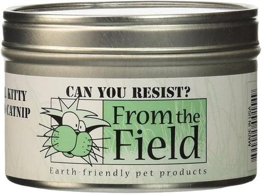 from The Field | Fine Ground Stalkless Catnip | Premium USA-Grown Catnip for Toys & Playtime | Fresh, Potent, Non-Toxic, Eco-Friendly | Safe for Kittens & Cats | Resealable 1 oz Can