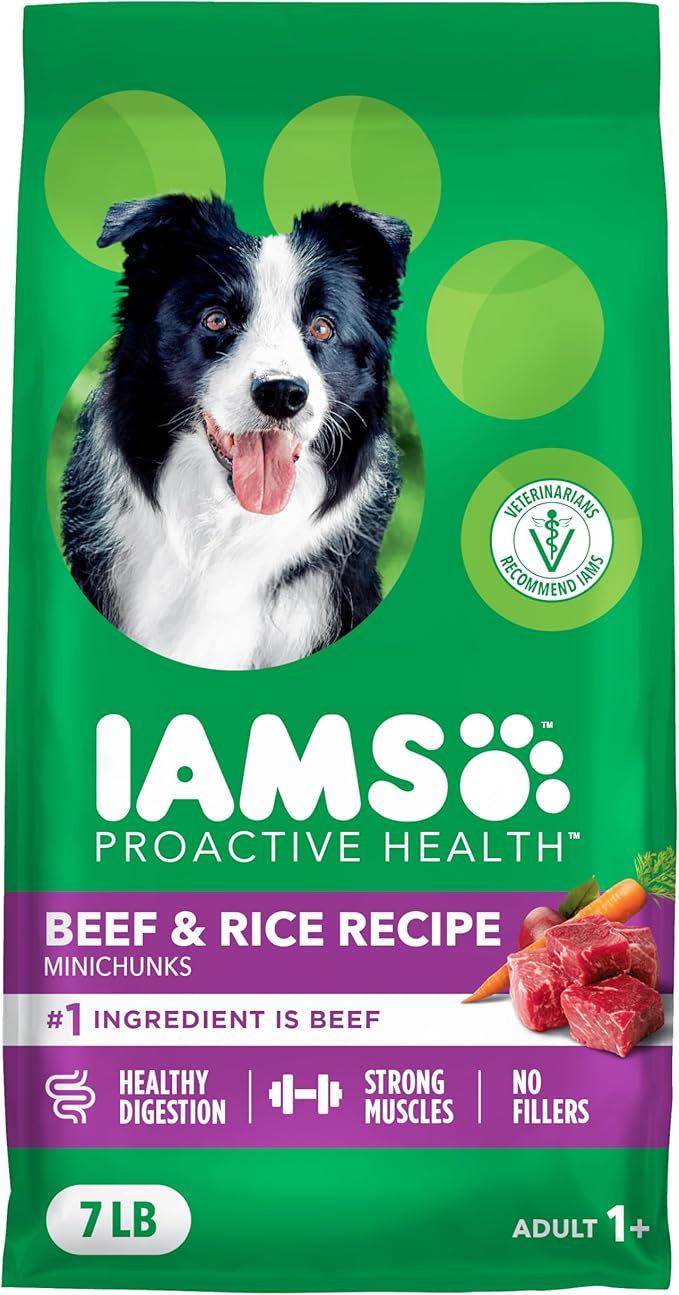 IAMS Proactive Health Adult Dry Dog Food Beef and Rice Recipe, 7 lb. Bag
