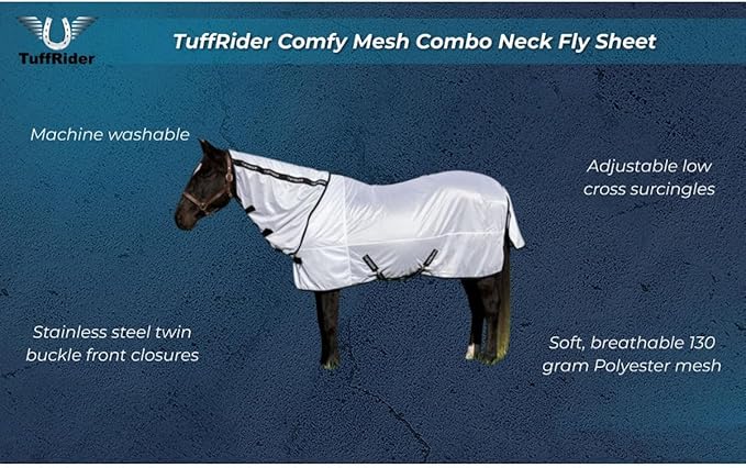TuffRider Comfy Mesh Combo Neck Fly Sheet - White - 72