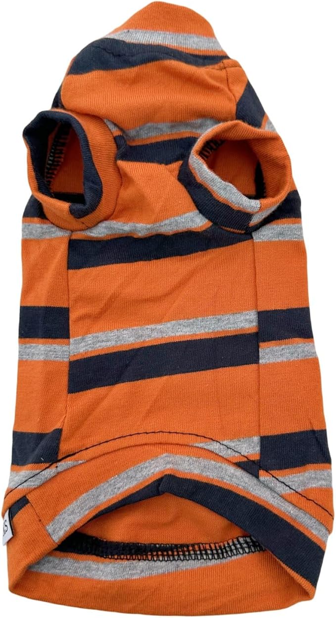 Vintage Stripes Sphynx Hairless Cats Shirt Cotton Cat Turtleneck Pet Clothes Kitten T-Shirts with Sleeves for Sphynx Cats (Orange, X-Small)