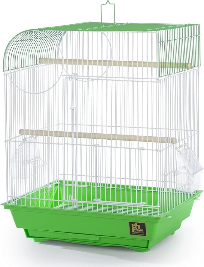Rustic Retreat Top Bird Cage with Durable Metal Construction, Spacious Interior, and Convenient Top Access Lime Green/Flat Top