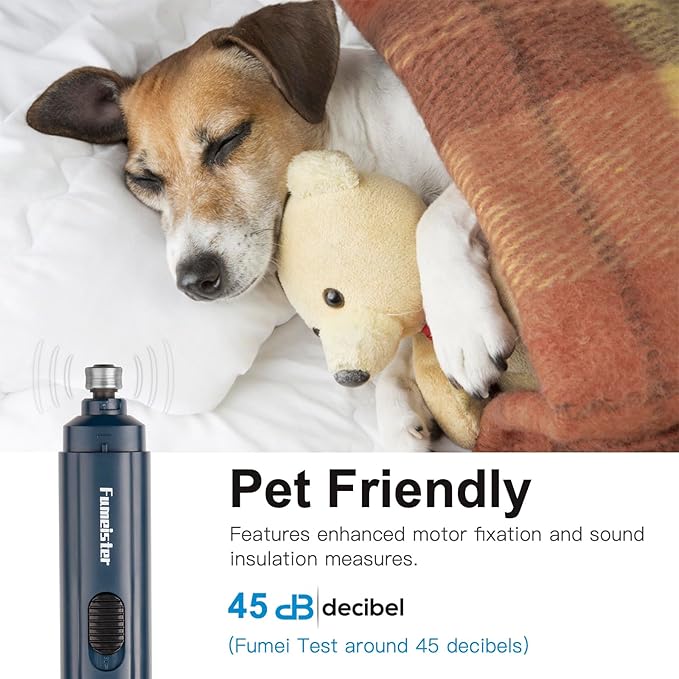 Pet Nail Grinder for Dogs - Quiet 2-Speed Type-C Rechargeable Dog Nail Trimmer, Low Noise Paw Grooming for Dogs & Cats (Blue)