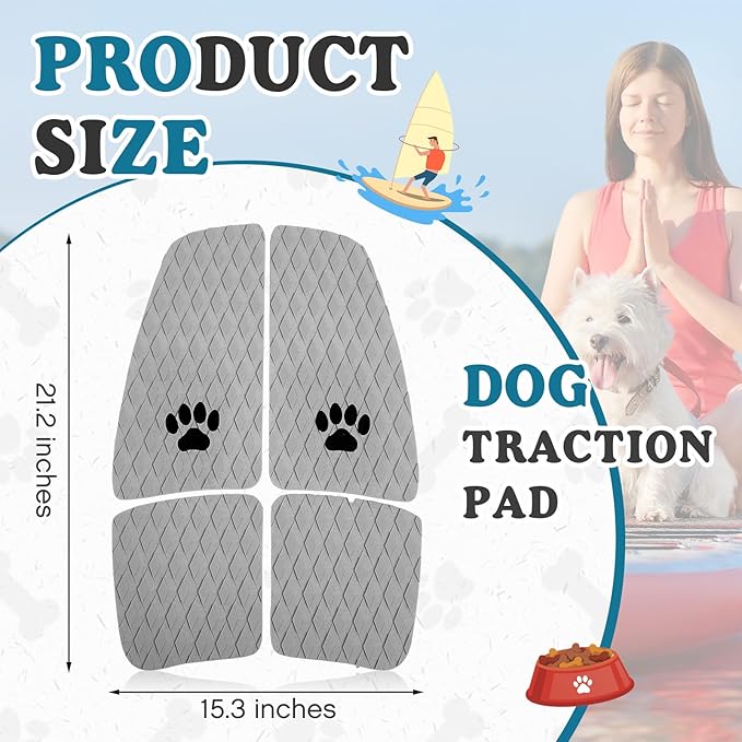 Dog Traction Pad Dog Paddle Board Kayak Accessories 21.2 x 15.3 Inch Non Slip Deck Grip Mat Surfboard Traction Good Grip EVA Foams for SUP Skimboard Paddleboard Surfboard