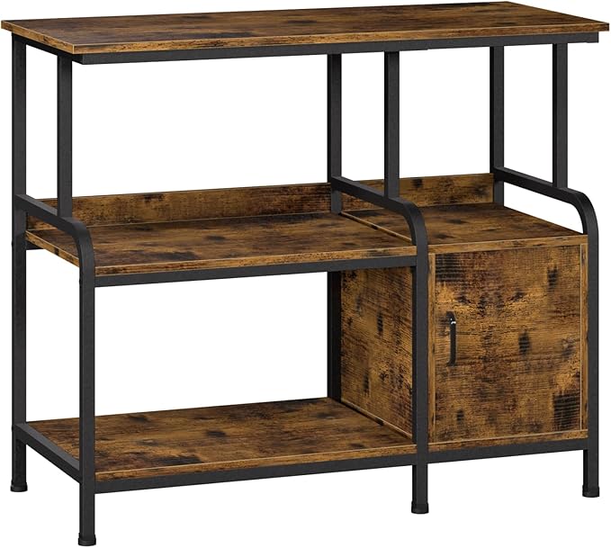 40-50 Gallon Fish Tank Stand，750 lbs Capacity Aquarium Stand，Heavy-Duty 3-Level Reptile Stand with Built-in Storage，36.8×15.7×31.5" Steel Terrarium Stand，Retro Brown