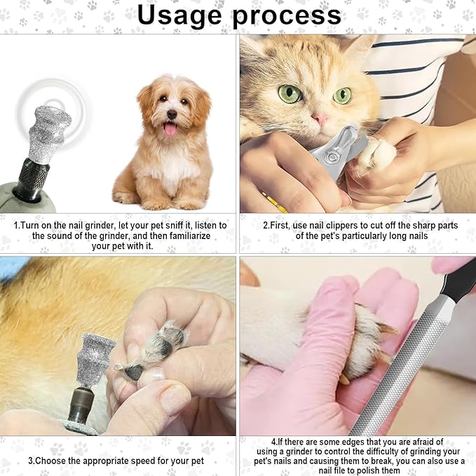 Diamond Dremel Dog Nail Grinder Attachment & Dog & Cat Pets Nail Clippers and Trimmers, Dremel Accessories & Dog Nail Trimmers with Safety Lock to Avoid Over Cutting, Grooming Tool for Pets