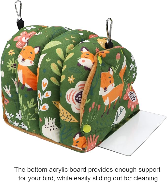 Wontee Bird Nest House Winter Warm Snuggle Hut Bird Bed Hanging Hammock for Parrots Budgies Parakeets Caique Senegal Cockatiels Conures (Medium, Green)