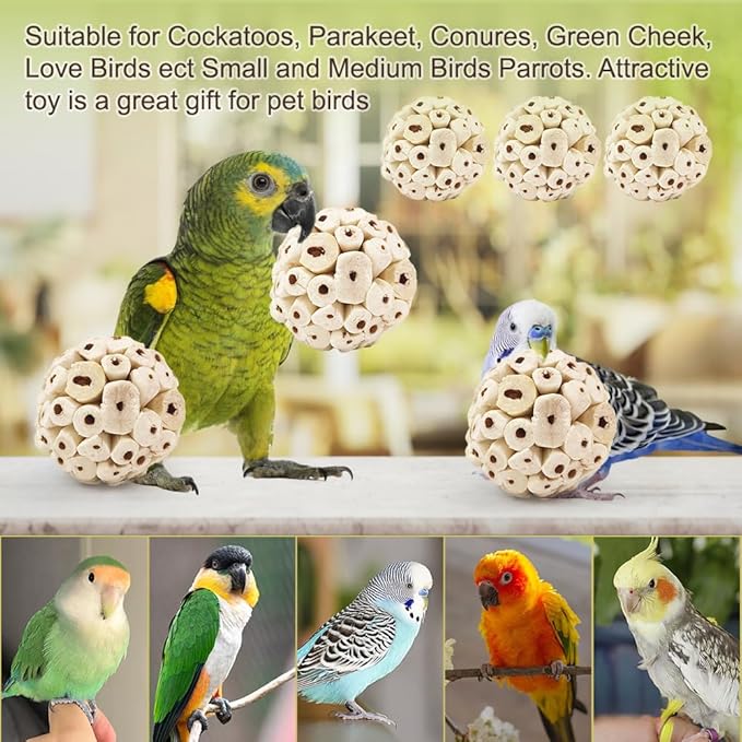 7Pcs Bird Toys for Parrots - Natural Soft Chew Shredding & Foraging Toy for Cockatiel Conure Quaker Parrot Budgie Parakeet Rabbit Bunny Guinea Pig Chinchilla