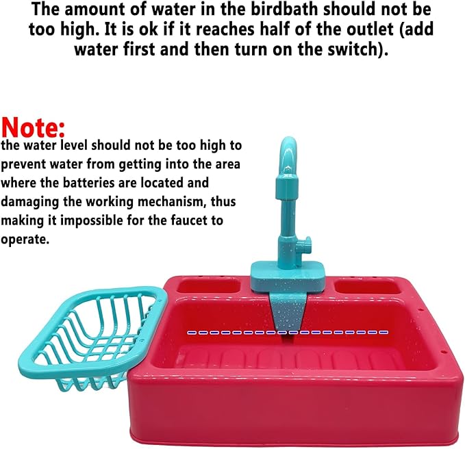 kathson Parrot Bathtub,Automatic Bird Shower Box,Multifunctional Parakeet Bathtub with Faucet,Bird Bathing Tub Pool Toy for Small Medium Birds Cockatiel Lovebird Budgie（Red-Orange）