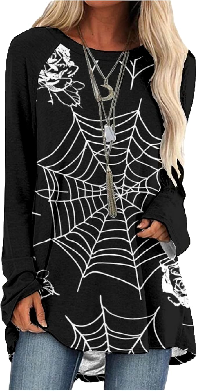 MARSVOVO Women Novelty Graphic Plus Size Sweater Crewneck Long Sleeve Cute Printed Loose Fit Casual Fall Sweaters Top