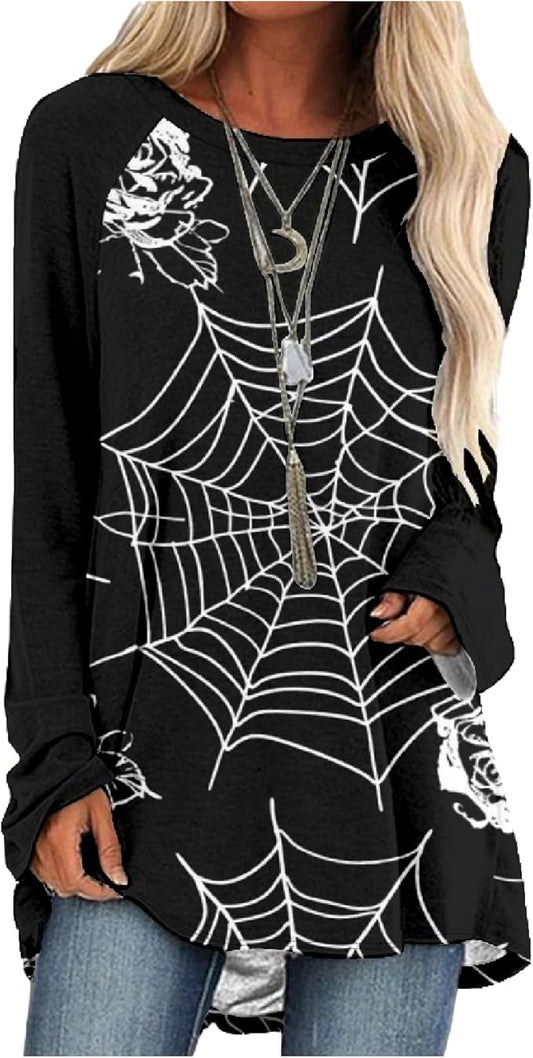 MARSVOVO Women Novelty Graphic Plus Size Sweater Crewneck Long Sleeve Cute Printed Loose Fit Casual Fall Sweaters Top