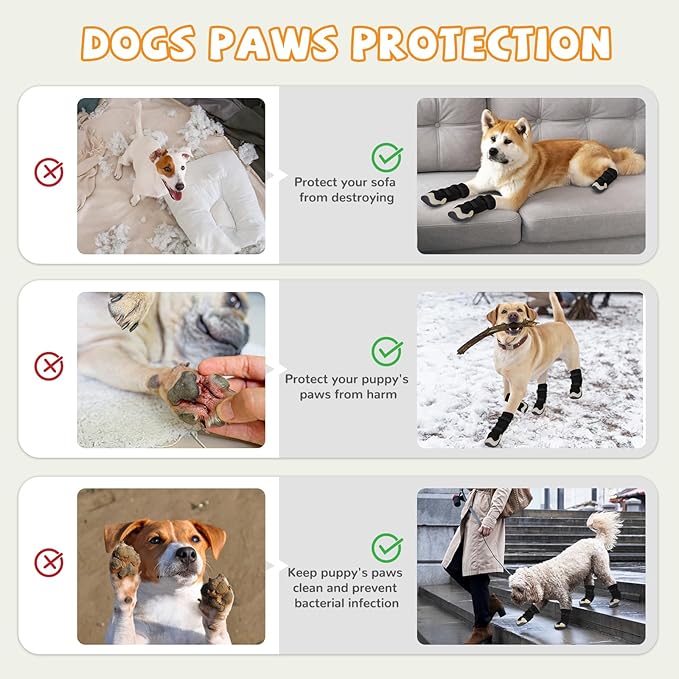 Dog Shoes for Large Small Medium Dogs, Dog Snow Boots Winter, Dog Booties and Paw Protectors to Prevent Licking, Anti-Slip Dog Shoes with Reflective for Hot Pavement,Hardwood Floors, Hiking (Size 1)