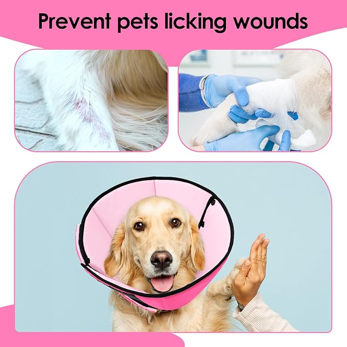 Soft Dog Cone for Large Dogs, Cone for Dogs to Stop Licking, Breathable Pet Surgery Collar Cone for Extra-Large Pets, Pink XL