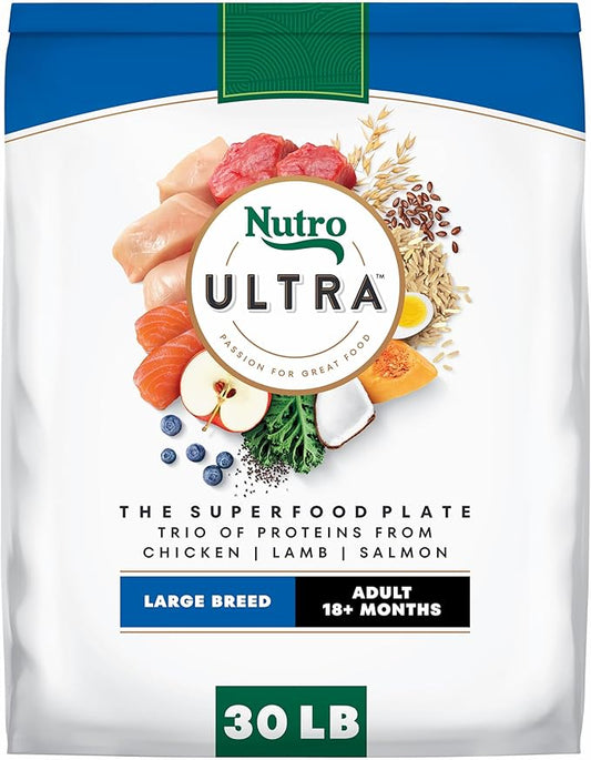 Nutro Ultra Adult Large Breed Dry Dog Food, Chicken, Lamb and Salmon Protein Trio, 30 lb. Bag
