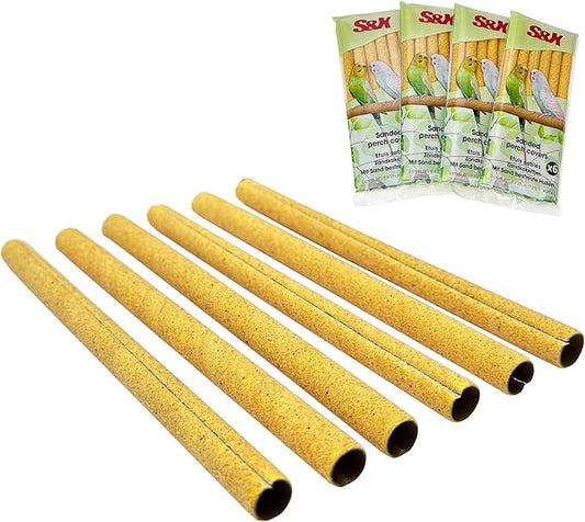 S&X 24-Pack Sand Perch Covers for Parakeets Canaries Finches & Other Small Birds, Bird Perch Covers Sandpaper