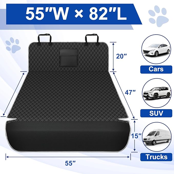 SUV Cargo Liner for Dogs - Waterproof Dog Car Seat Cover Mat for SUVs, Sedans, Vans & Trunks with Non-Slip Bumper Flap Protector, Scratchproof Large Size Universal Fit，Grey