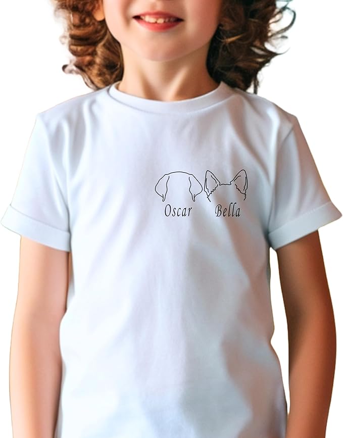 Custom Dog Mom Shirt for Women Pet Ears Sweatshirt with Name Unique Puppy Line Art Cute Dad Hoodie for DogDad Owner Lover