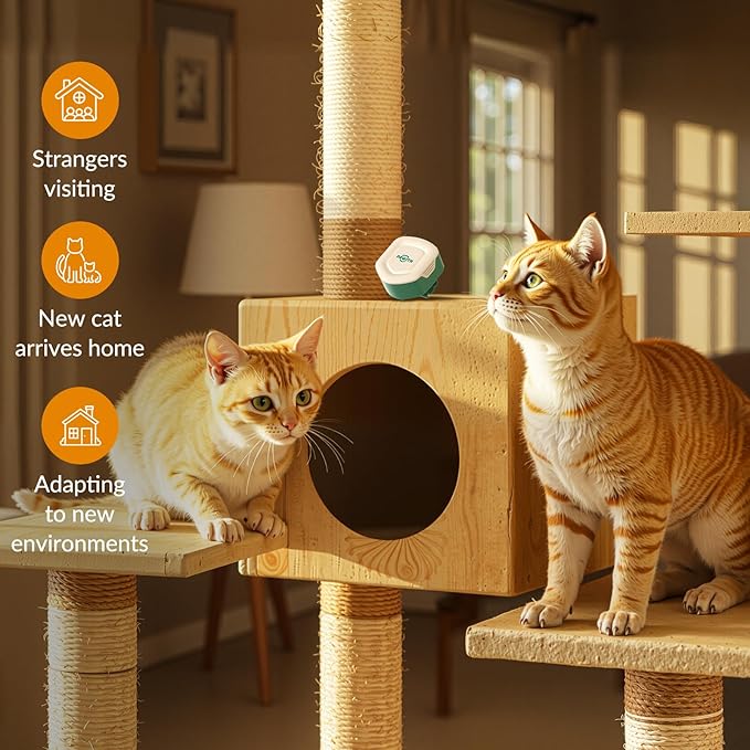 Cat Calming Diffuser for Travel – Pheromone Diffuser for Cats & Kittens to Reduce Anxiety and Stress-Related Behaviors, No Electricity Needed, Long-Lasting Enhanced Calming Aid (1 Pack)