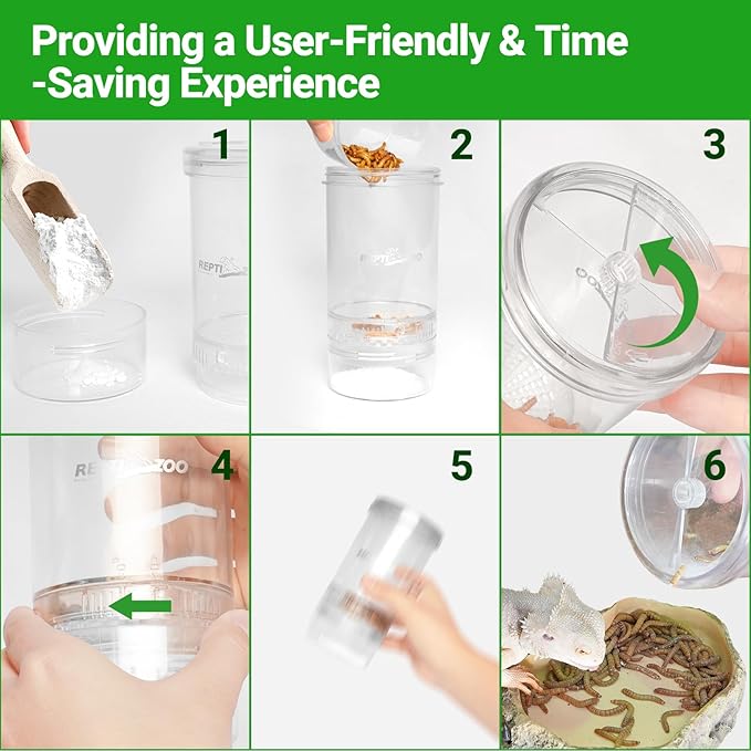 REPTI ZOO Reptile Cricket Calcium Powder Mixer, Transparent Cricket Keeper Shaker for Bearded Dragon Gecko Snake Lizard Chameleon, Dispenser Feeder for Reptile & Amphibians(Clear)