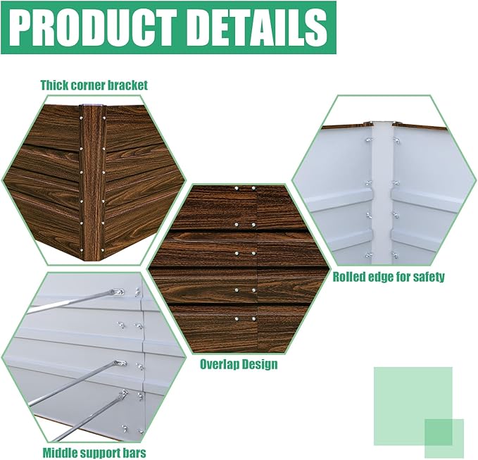 SnugNiture Galvanized Raised Garden Bed 8x4x1FT Outdoor Large Metal Planter Box Steel Kit for Planting Vegetables, Flowers